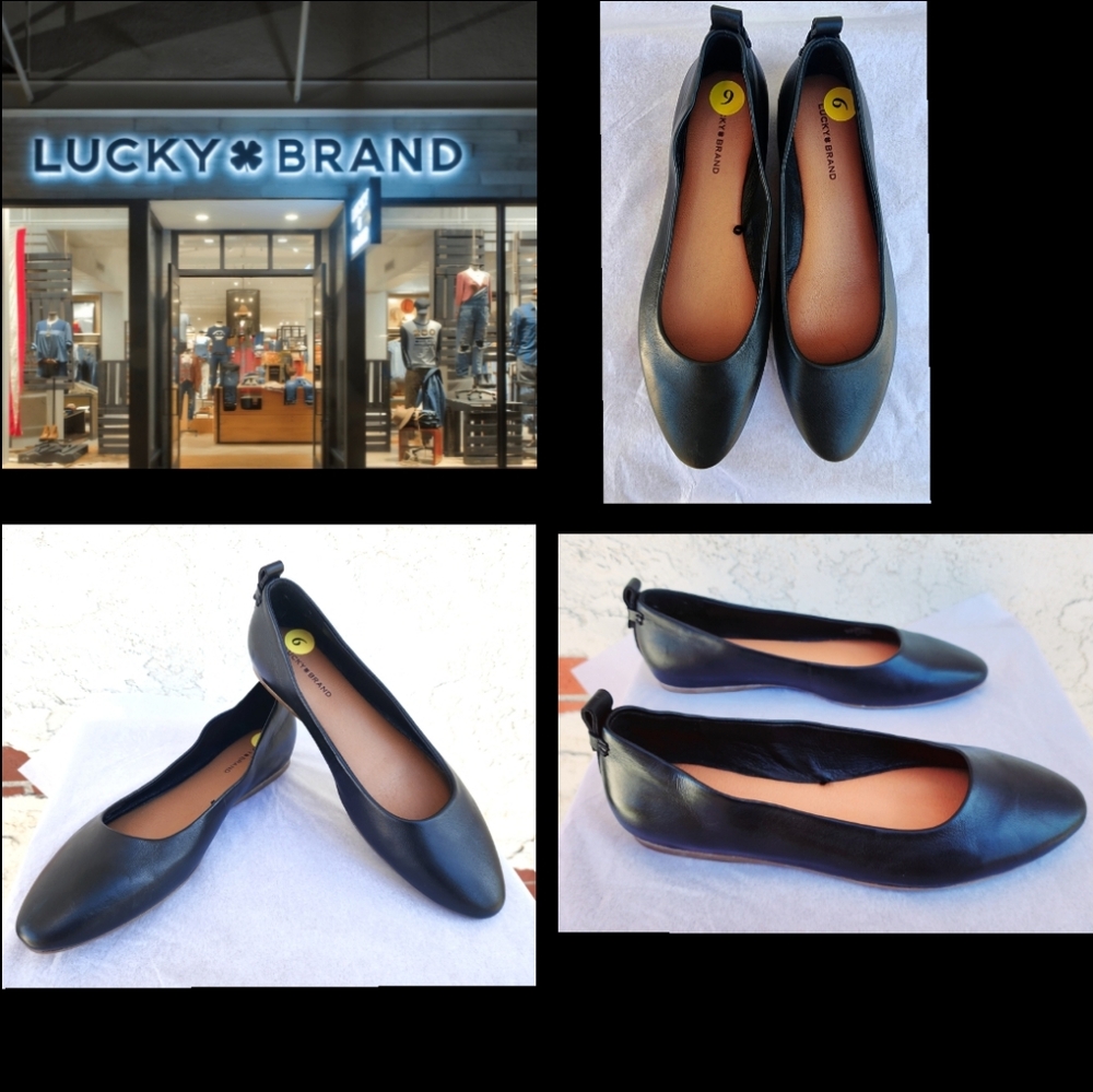 9M women Lucky Brand Black Ballet Flats LP-Canison  9